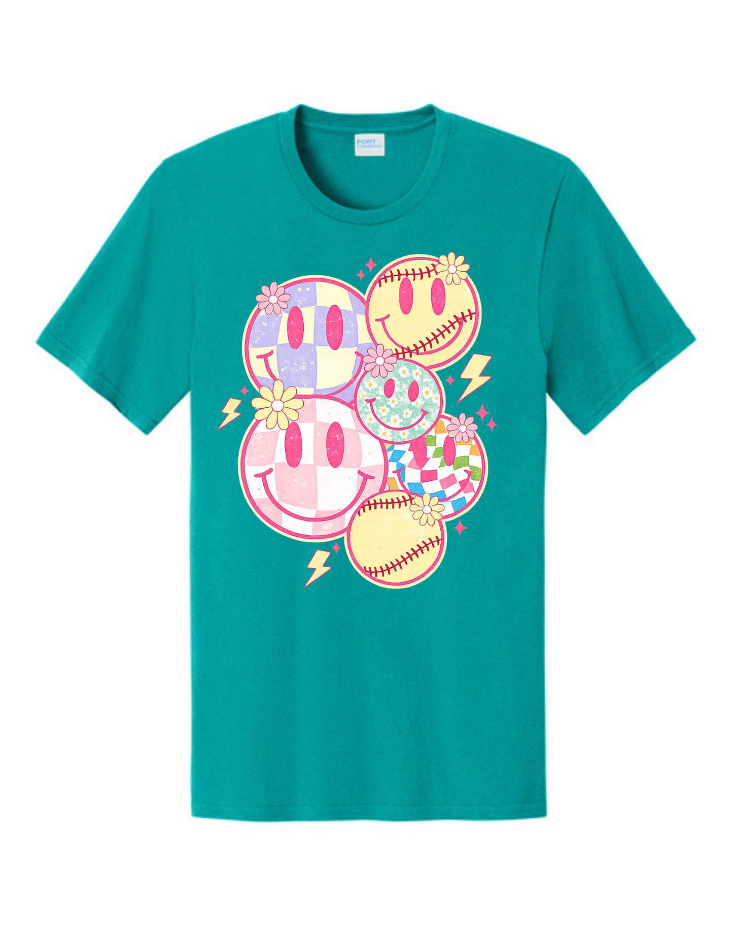 Softball Smiley Face Collage Shirt