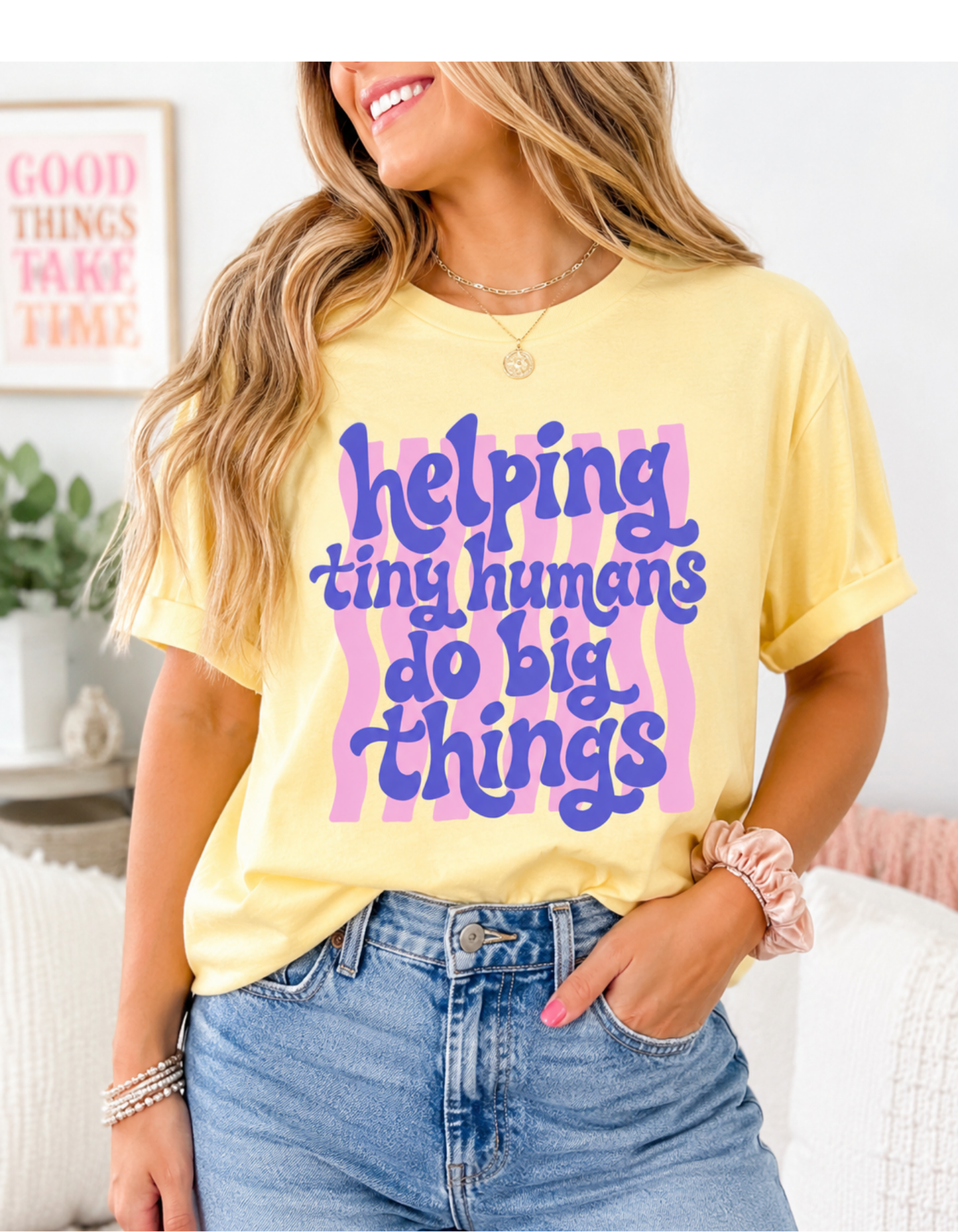 Helping Tiny Humans with Stripes Shirt