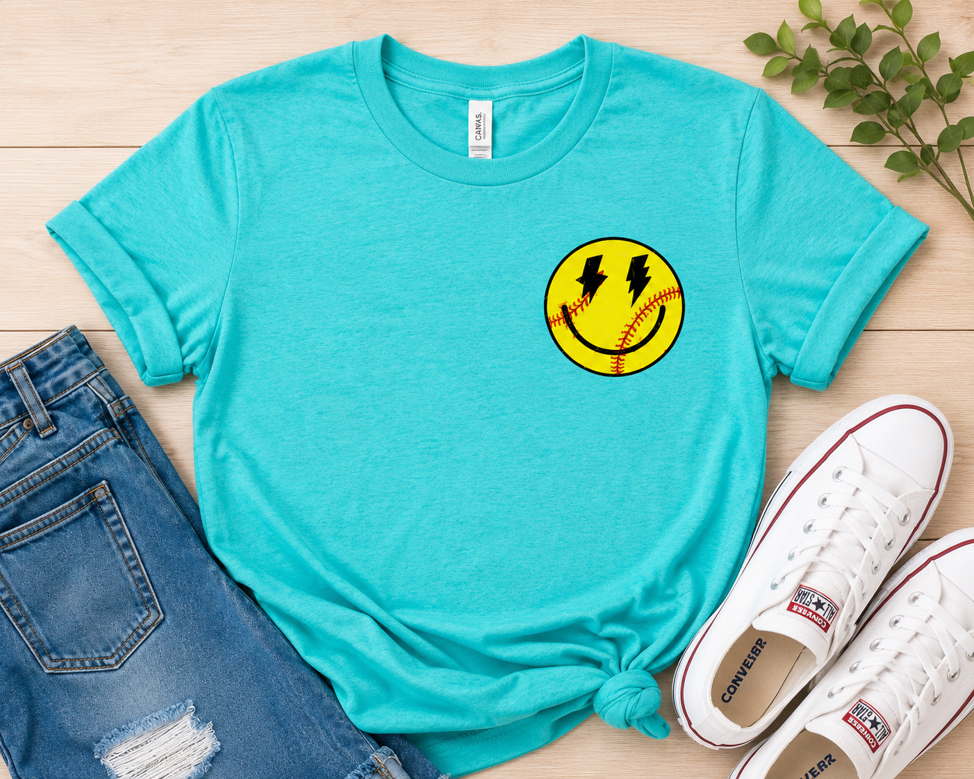 Softball Smiley Face Shirt