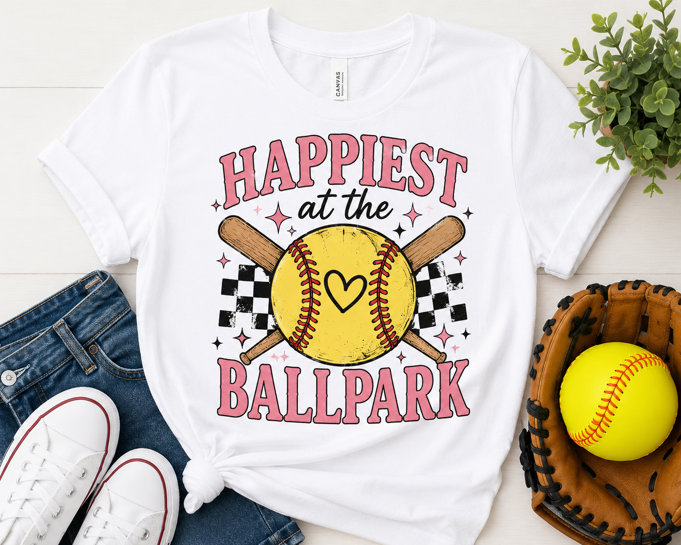 Happiest at the Ballpark Softball Shirt