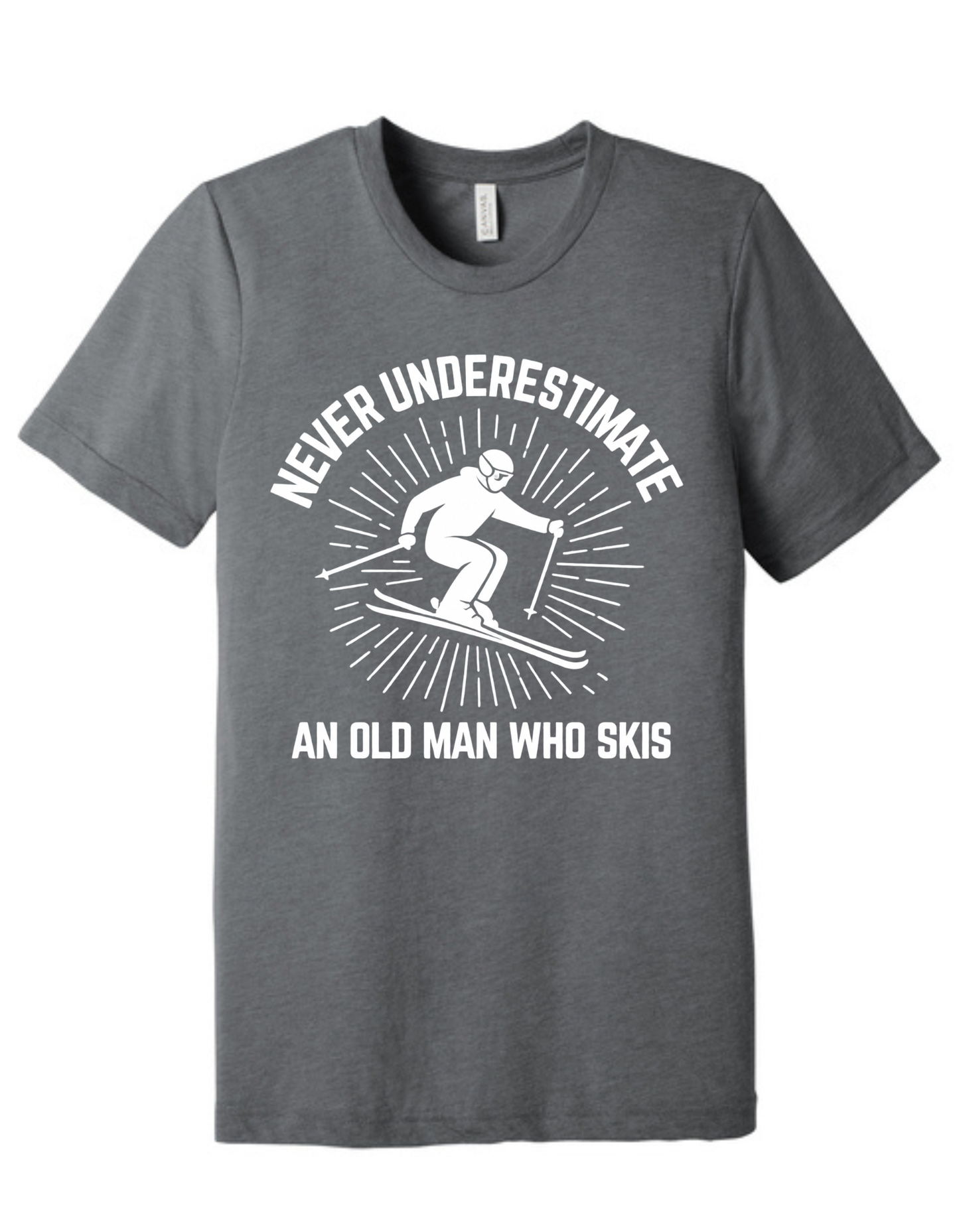 Never underestimate and Old Man Skiing Shirt